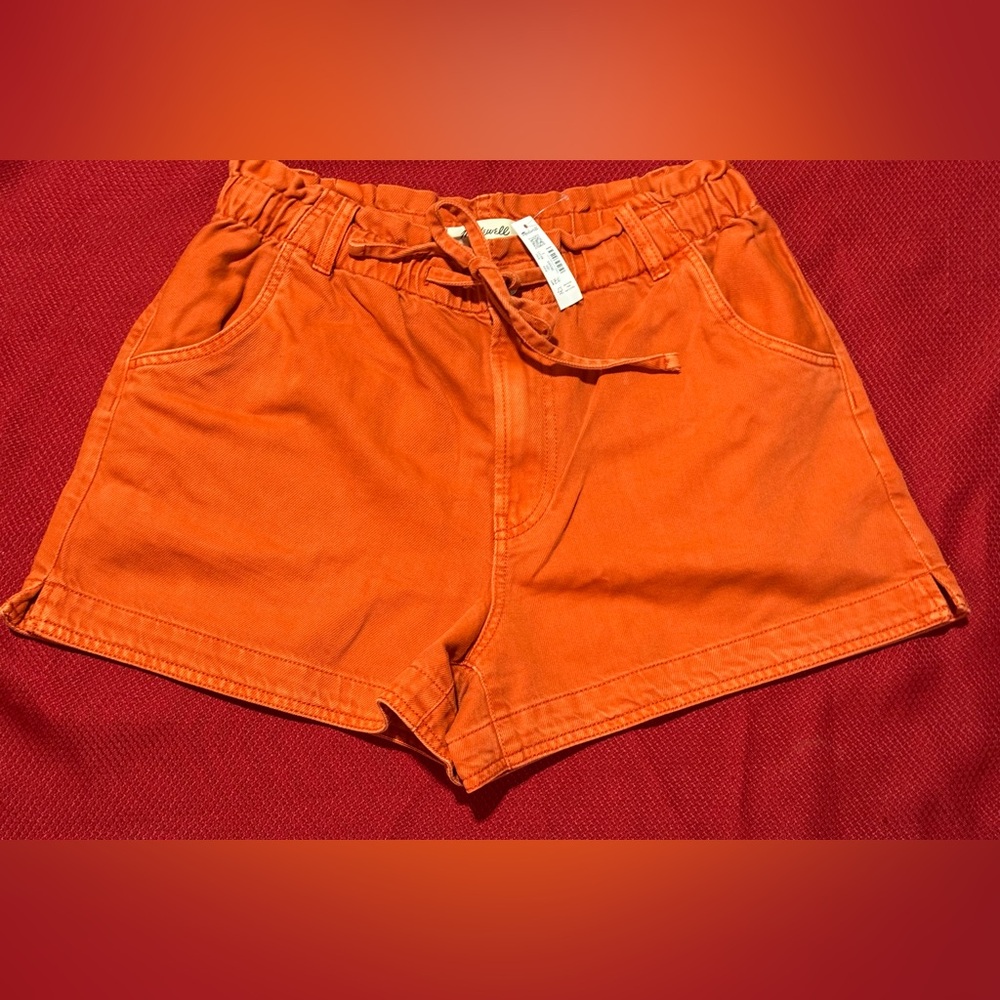Madewell Women's High Waist Shorts in Bright Orange